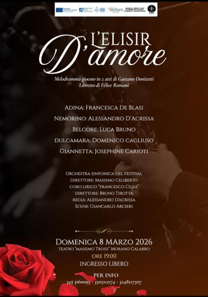 L’Elisir D’amore a Morano Calabro domenica 8 marzo 2026