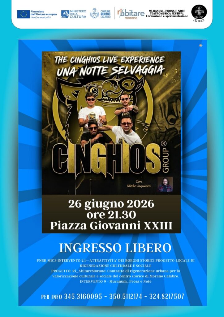 L’irresistibile comicità dei Cinghios a Morano venerdì 26 giugno – Lo spettacolo è parte integrante del cartellone estivo 2026 allestito dall’Amministrazione comunale